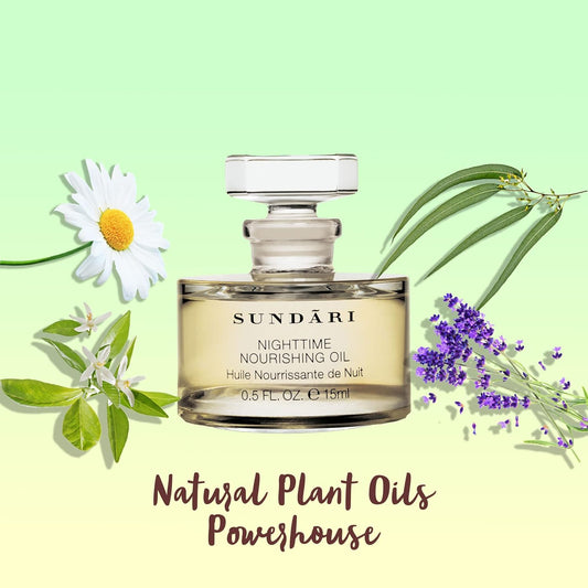 SUNDARI Nighttime Nourishing Oil, 0.5 Fl Oz, Ayurvedic Face Oil, Deep Hydration, Reduces Fine Lines, Revitalizes Skin for a Youthful Glow