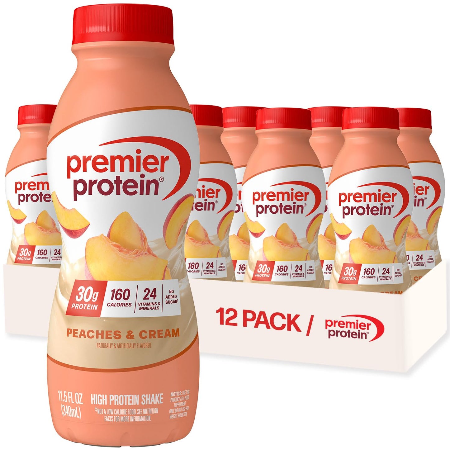 Premier Protein Shake, Chocolate, 30g Protein, No Added Sugar, 24 Vitamins & Minerals to Support Immune Health, 11 fl oz, 12 Pack