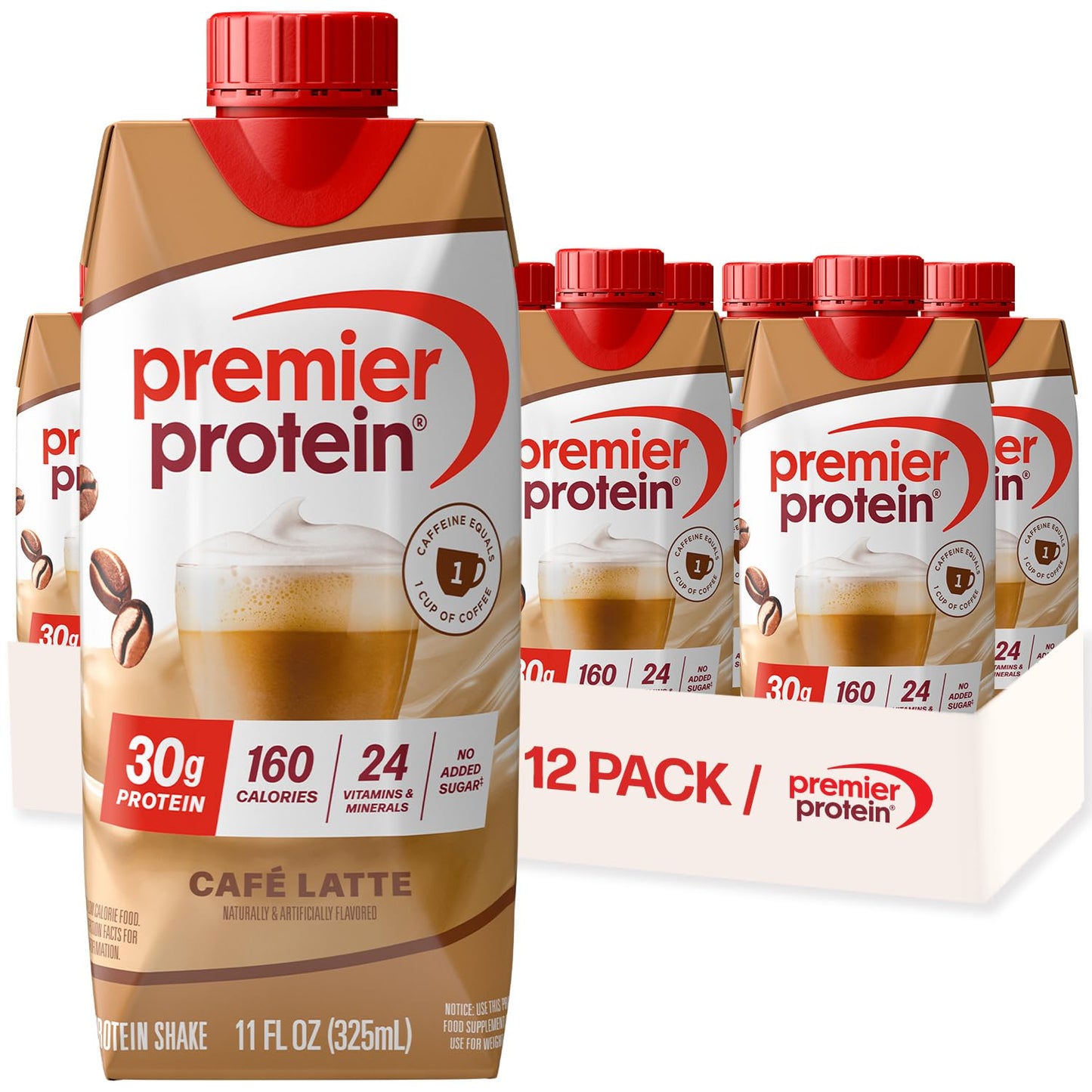Premier Protein Shake, Chocolate, 30g Protein, No Added Sugar, 24 Vitamins & Minerals to Support Immune Health, 11 fl oz, 12 Pack