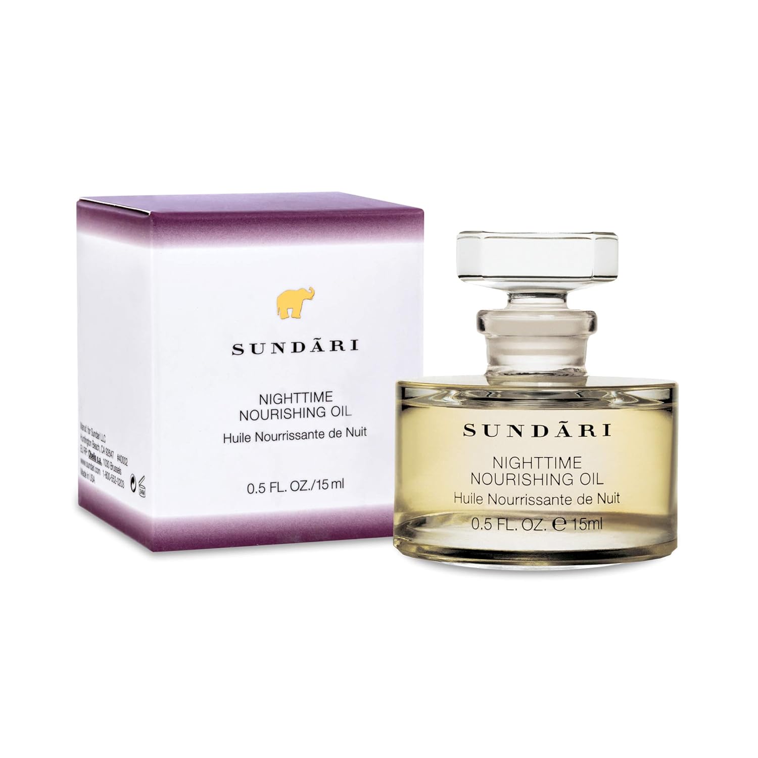 SUNDARI Nighttime Nourishing Oil, 0.5 Fl Oz, Ayurvedic Face Oil, Deep Hydration, Reduces Fine Lines, Revitalizes Skin for a Youthful Glow