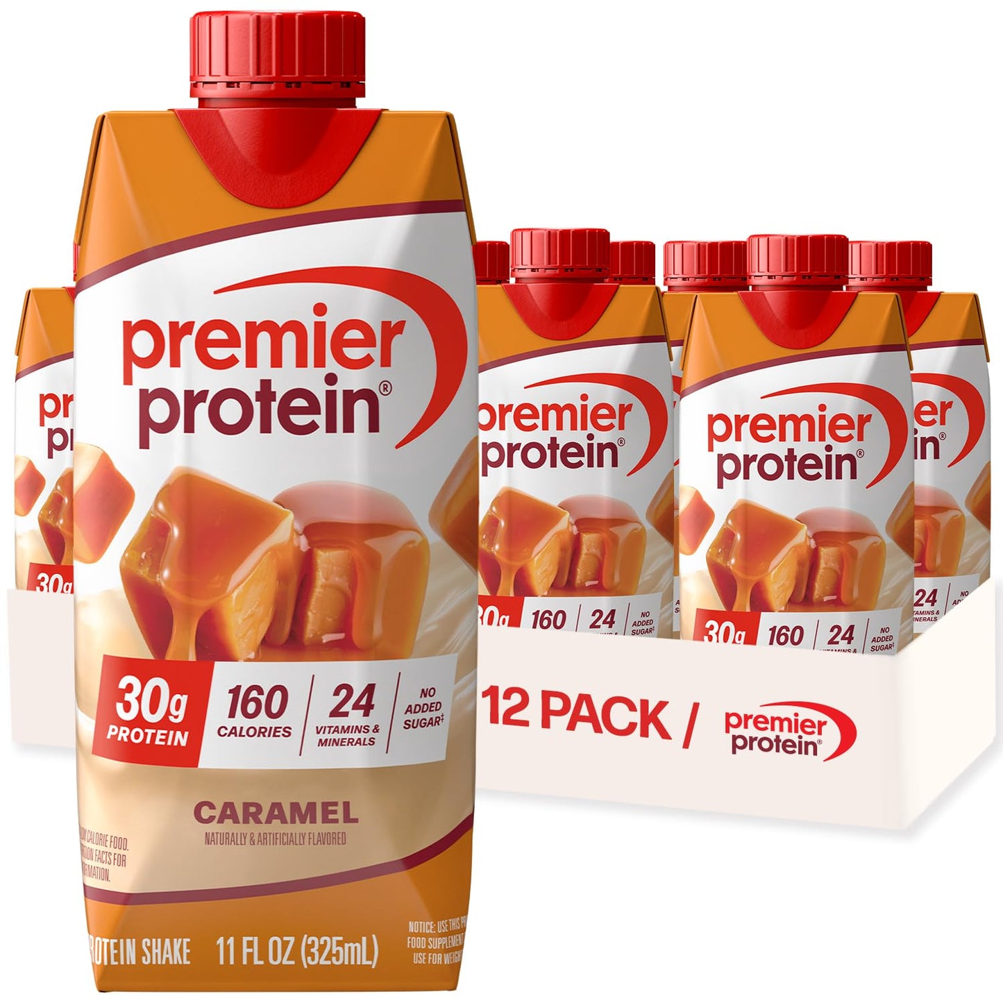 Premier Protein Shake, Chocolate, 30g Protein, No Added Sugar, 24 Vitamins & Minerals to Support Immune Health, 11 fl oz, 12 Pack