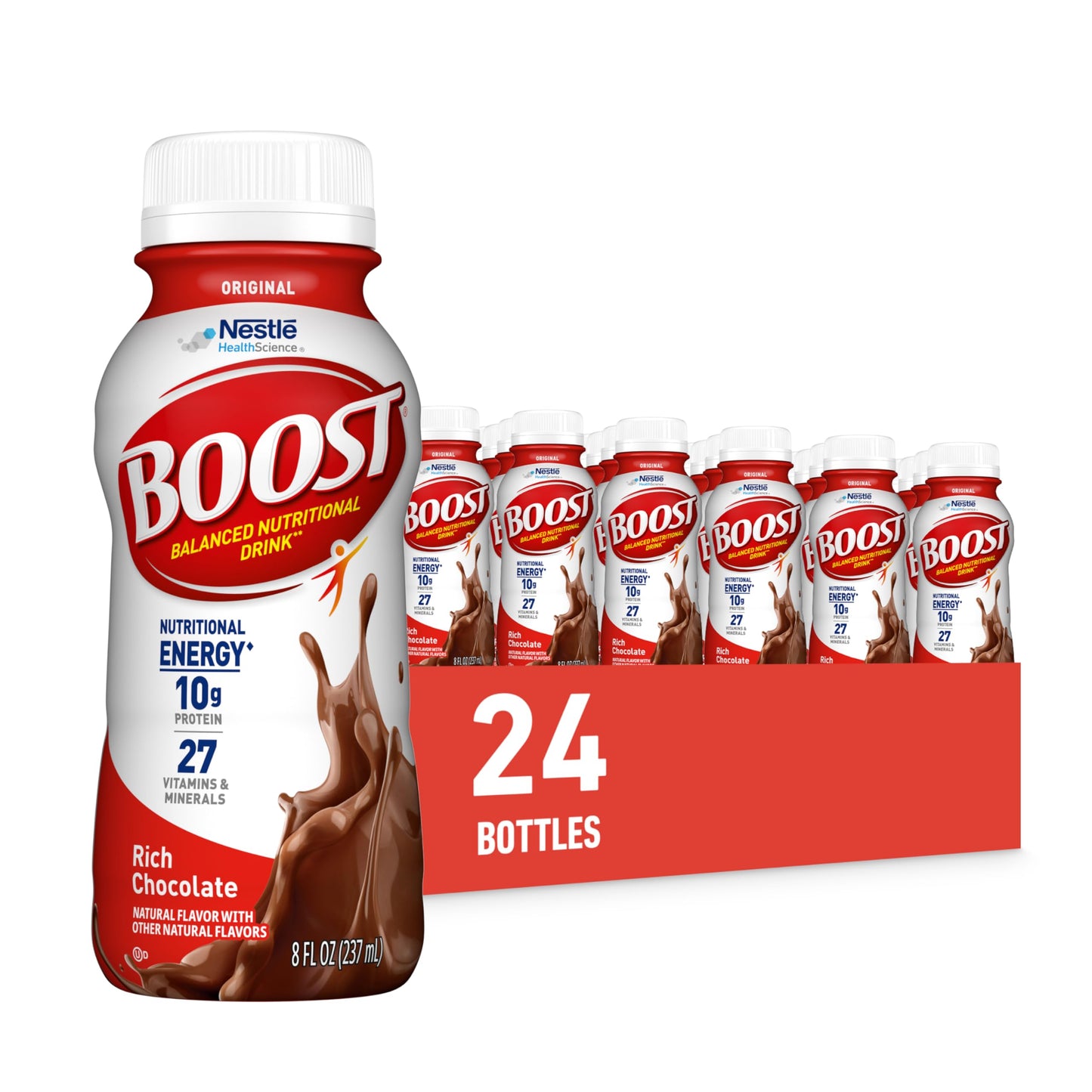 BOOST Original Ready to Drink Nutritional Drinks, Very Vanilla, 8 Fl Oz Bottles, Pack of 24