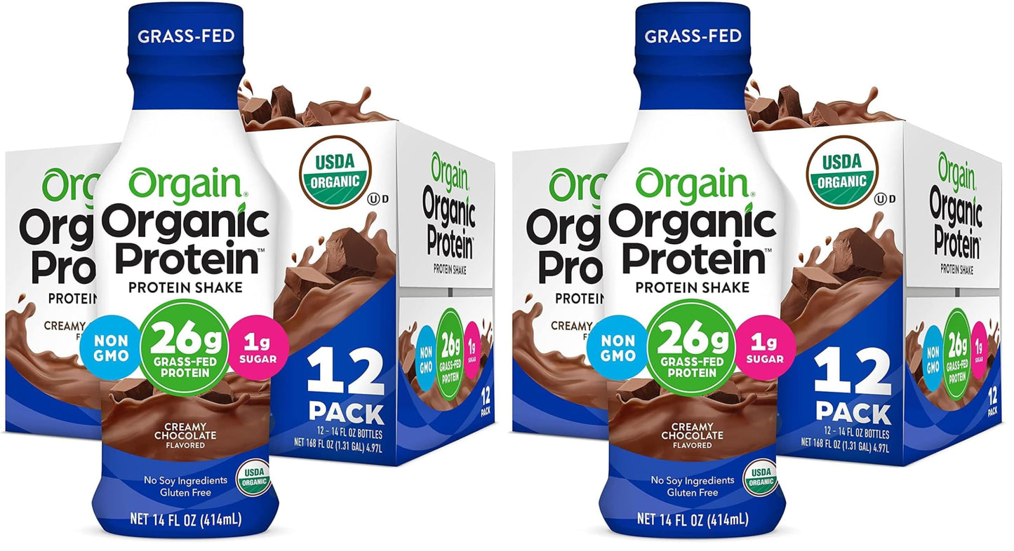 Orgain Organic 26g High Protein Whey Shake, Chocolate, 14 oz, 12pk