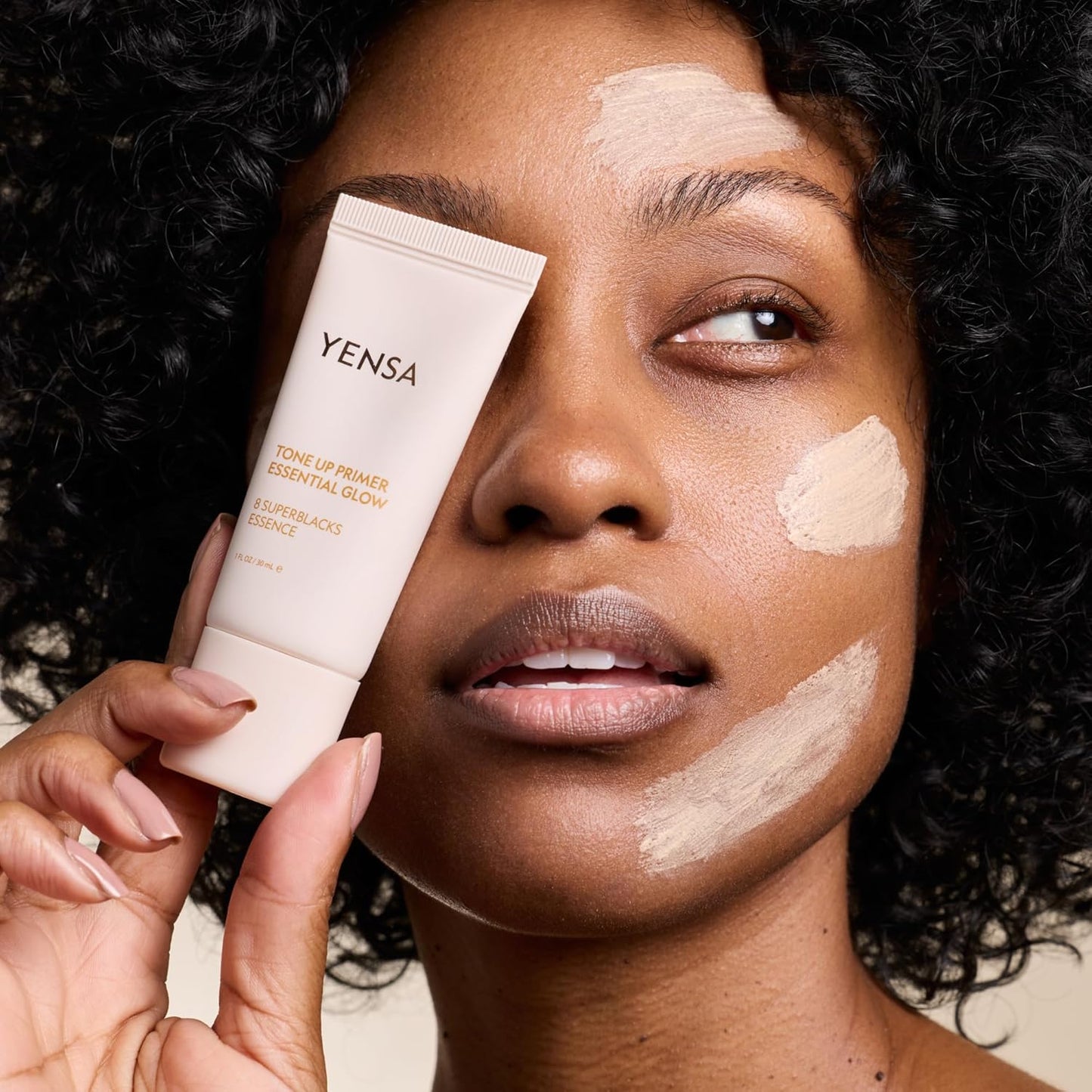 YENSA Flawless Base Duo - Skin On Skin Flawless Blending Makeup Foundation Brush (1 Count), Tone Up Essential Glow Primer for Face (1 Fl oz), Brightening & Airbrushed Satin Finish