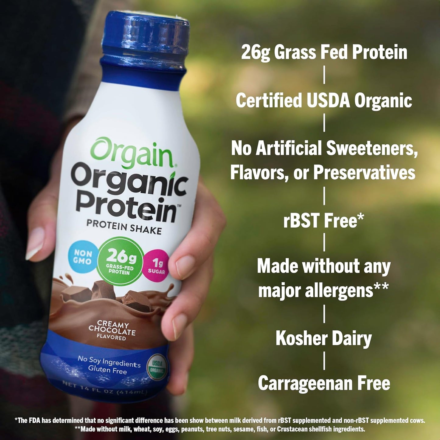 Orgain Organic 26g High Protein Whey Shake, Chocolate, 14 oz, 12pk